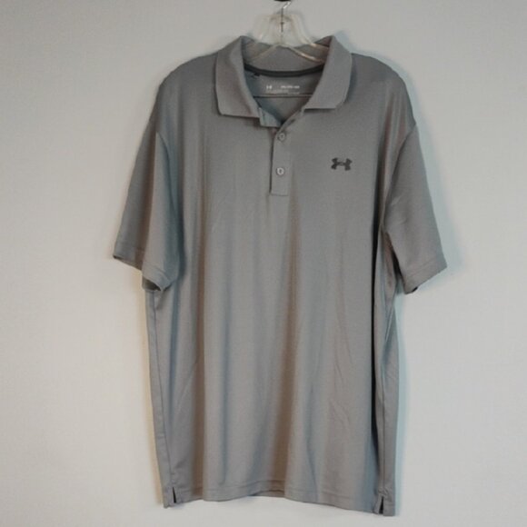 Under Armour Gray Athletic Performance Wear Polo Shirt 2XL- Sporty Golf Outdoor - Picture 1 of 5